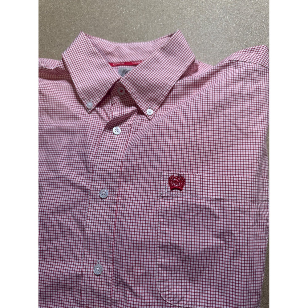 Cinch Red Checkered‎ Western Short Sleeve Button Up Shirt Mens Size M - Picture 7 of 9